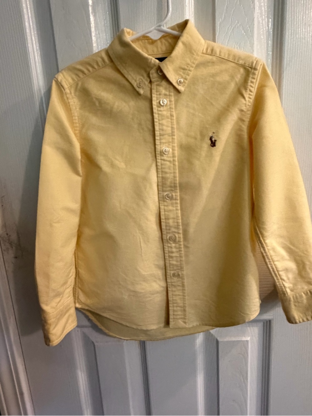 Ralph Lauren Boy’s Yellow Cotton Button Down Multi-Color Pony & Rider Size 5
